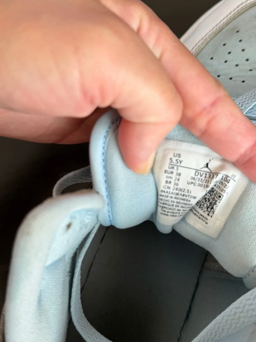 Air Jordan  High-Top Sneakers in Pale Blue and White